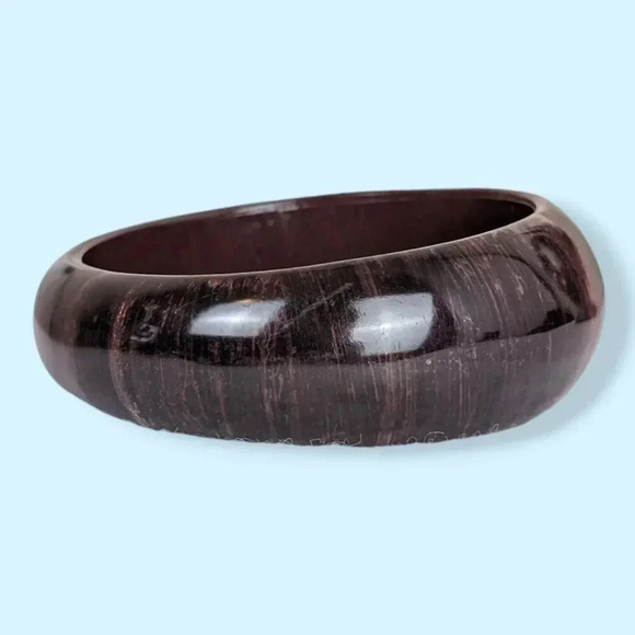 Vintage Asymmetrical Wood Bangle - Picture 3 of 4